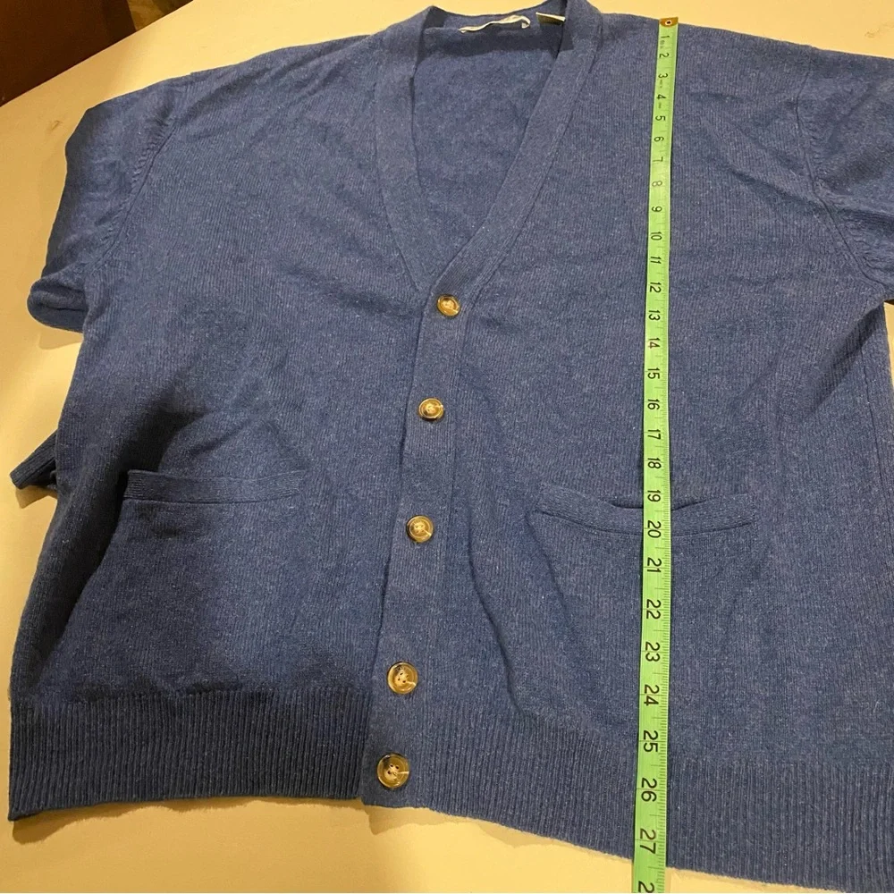Orvis Cardigan Mens XL Blue Sweater Cashmere Grandpa Pockets